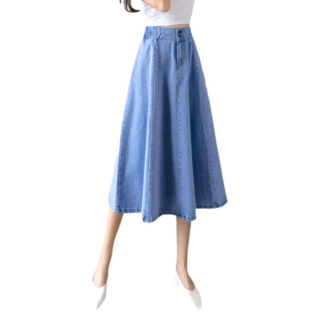 Elegant denim skirt with rubber