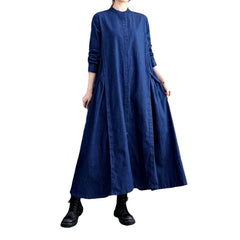 Sleeve flare long denim dress