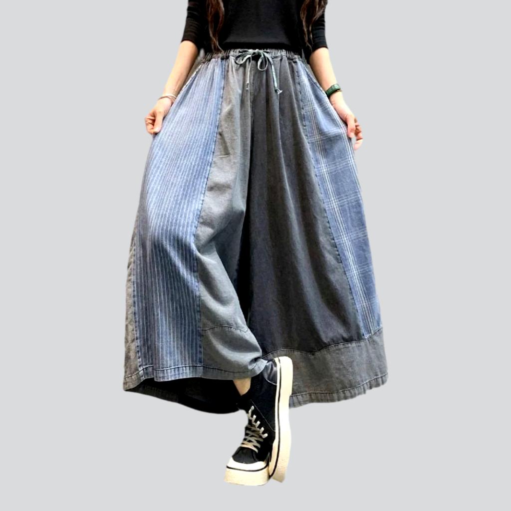 Street-style culottes denim pants