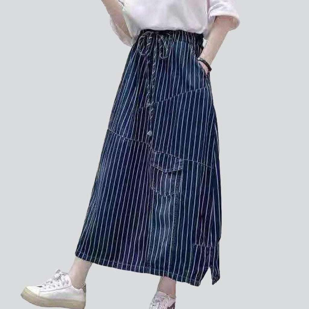 Casual striped women denim skirt