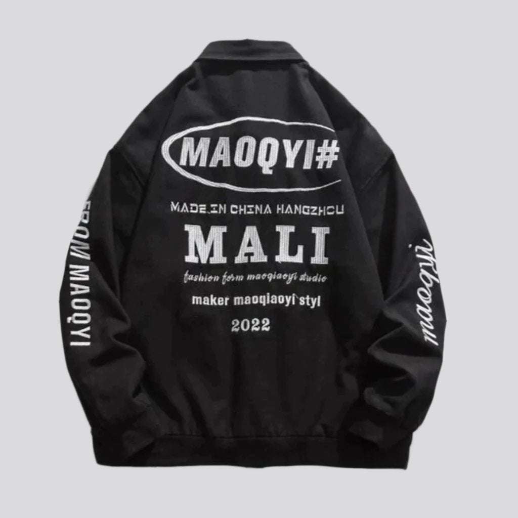 Inscriptions print men denim jacket