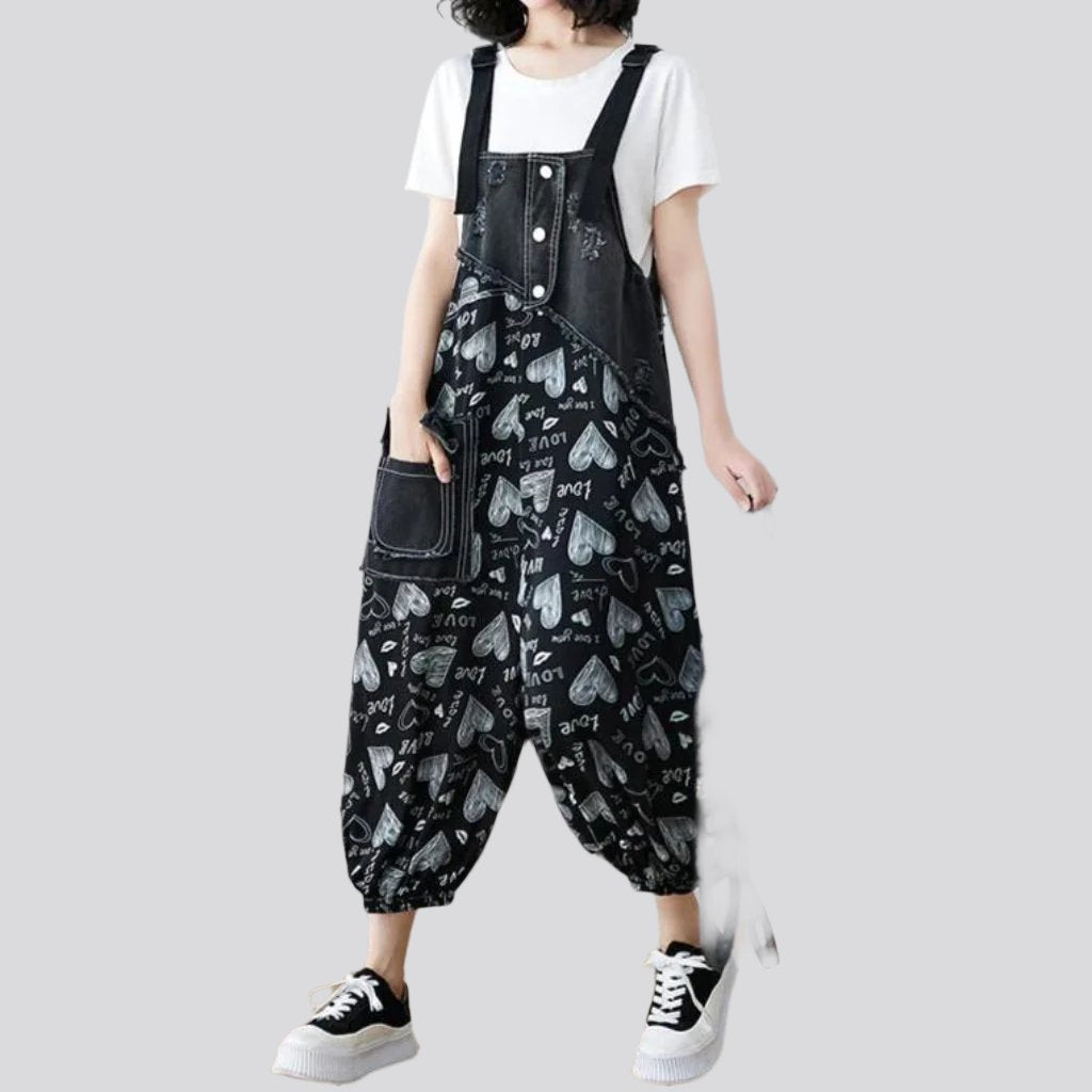 Baggy painted denim jumpsuit for women