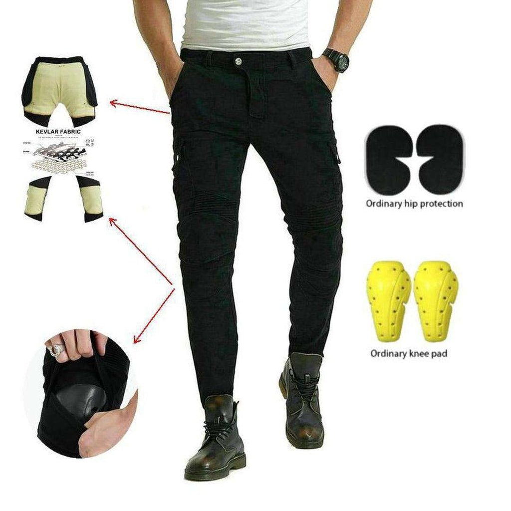 Black biker jeans for men