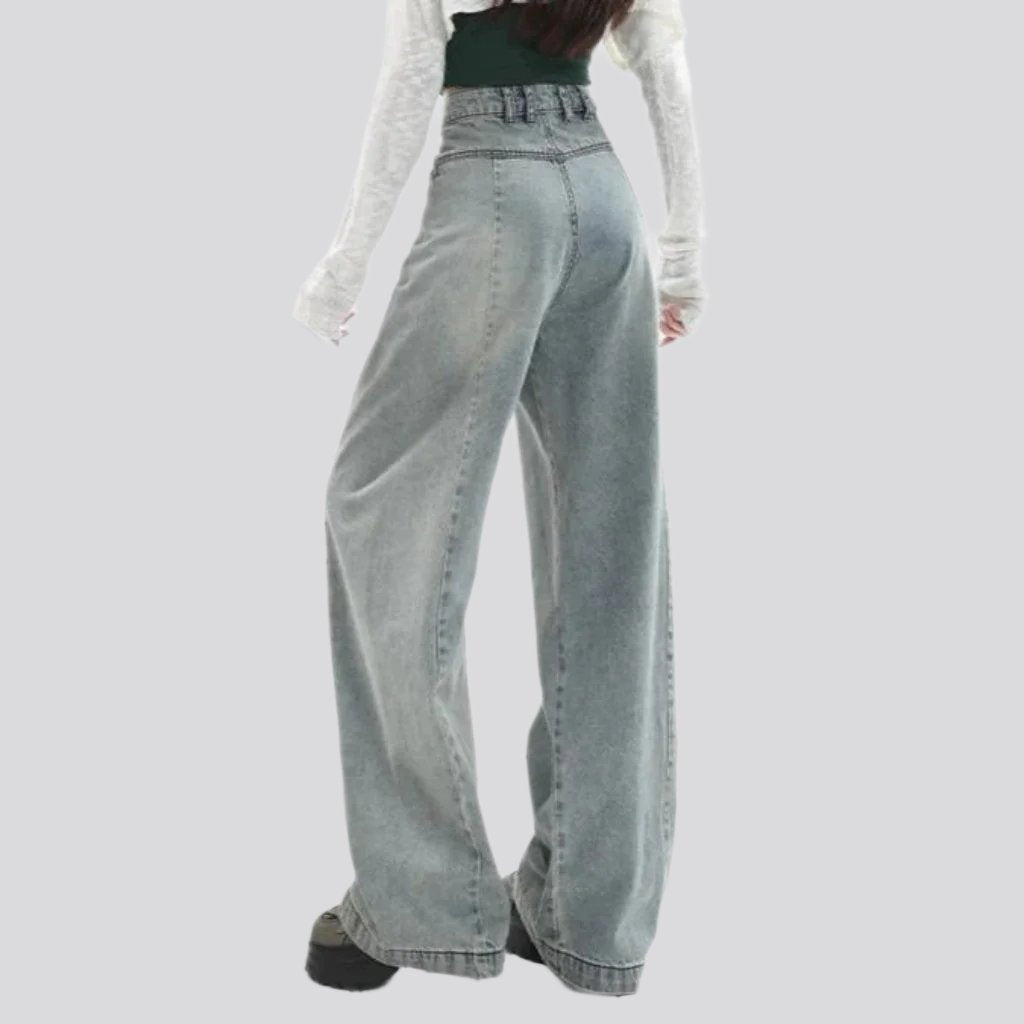 Pleated waistline fashion jeans