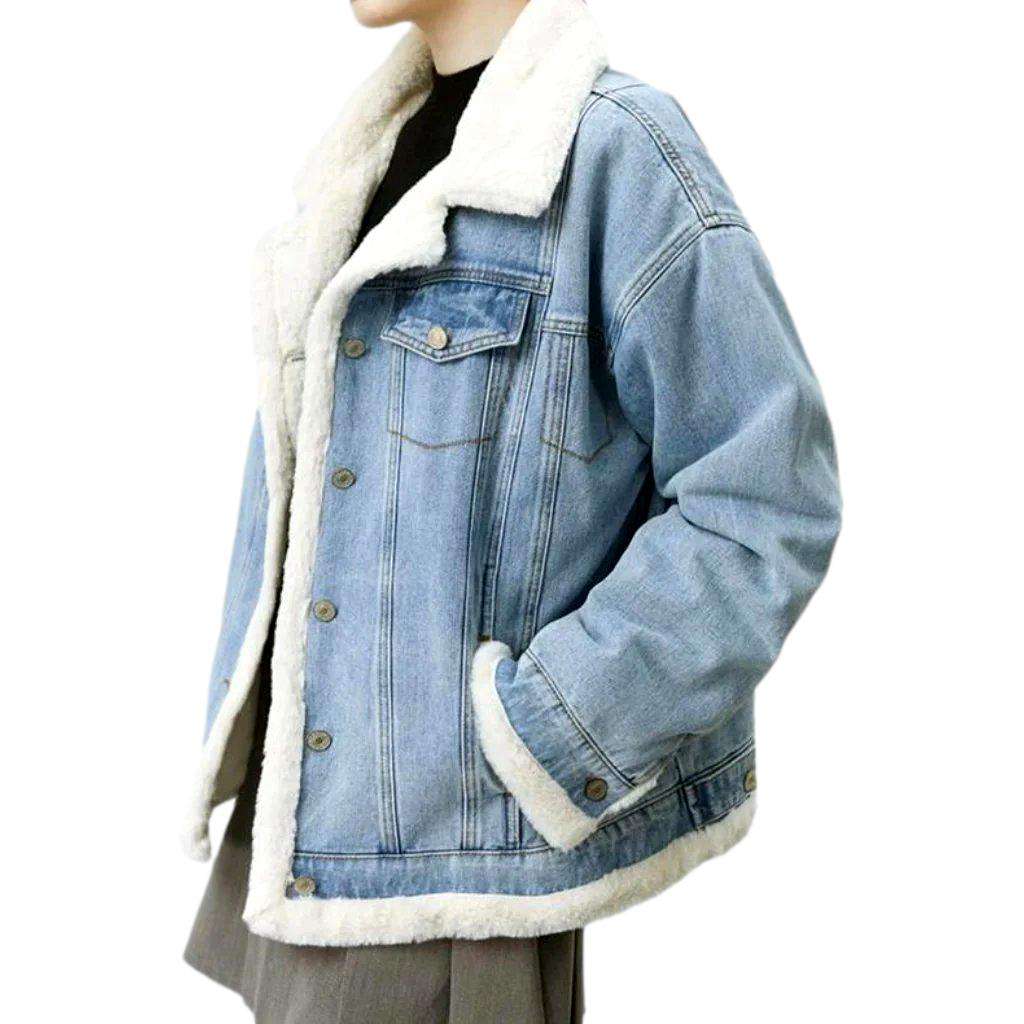 Lamb fleece women denim jacket