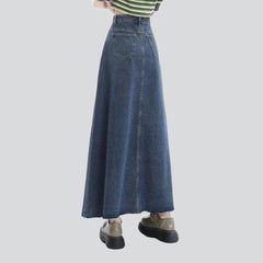 Long women denim skirt