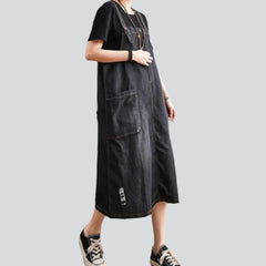 Vintage black urban denim dress