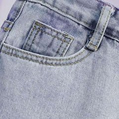 Gebleichter, langer Jeansrock im Distressed-Look