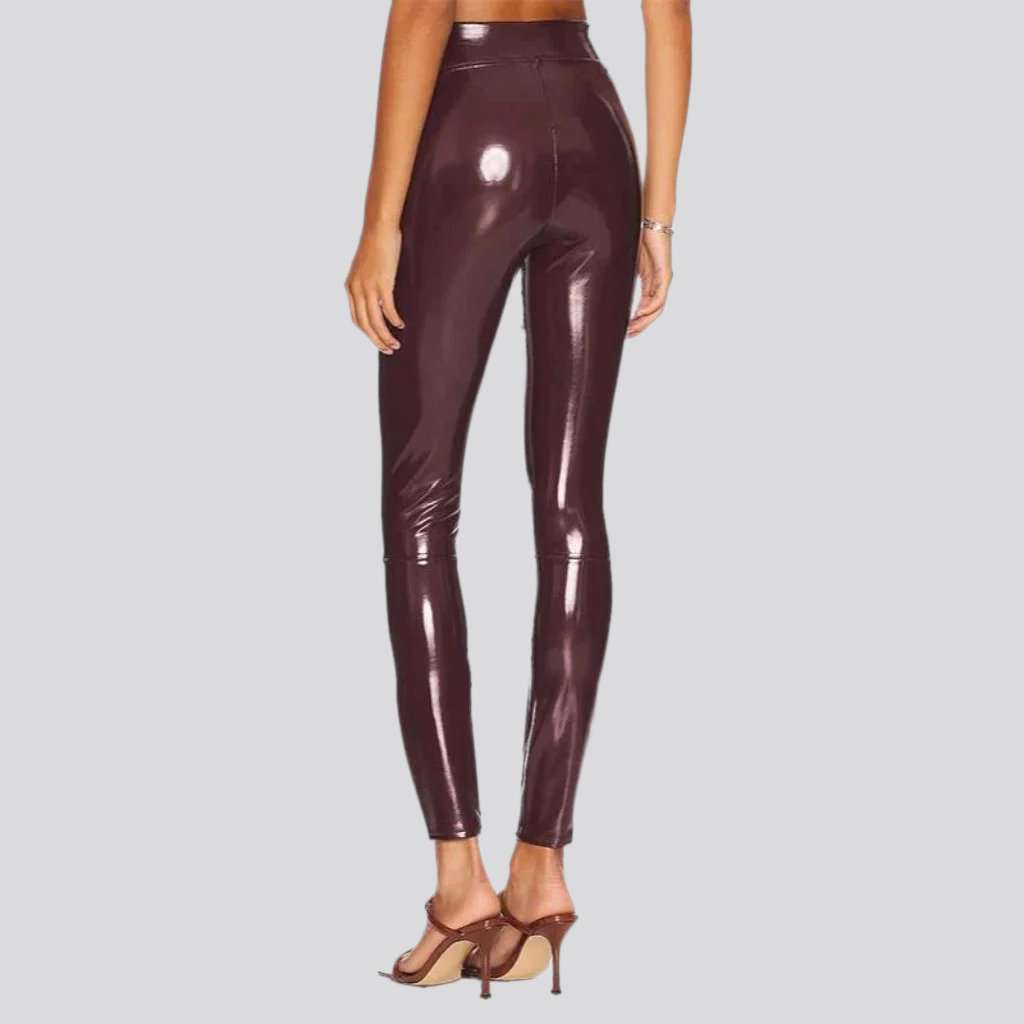 Latex shiny women denim pants