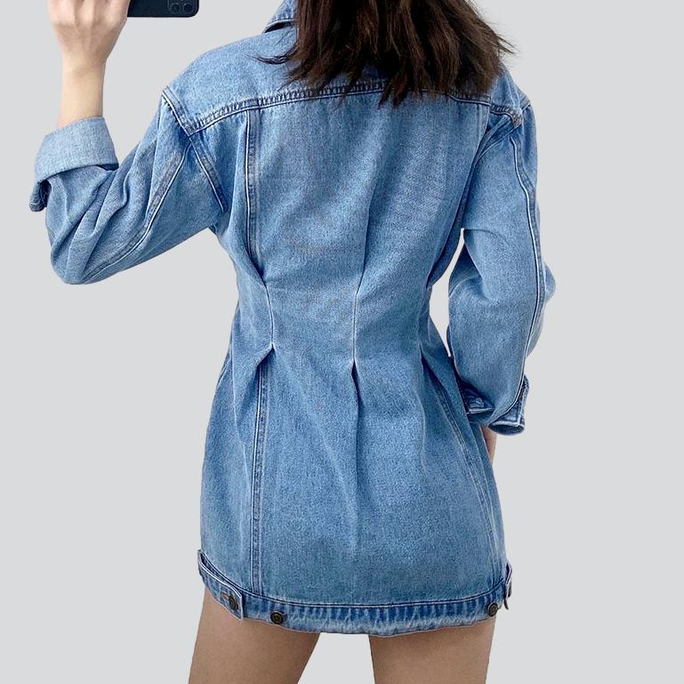 Single-breasted mini denim dress