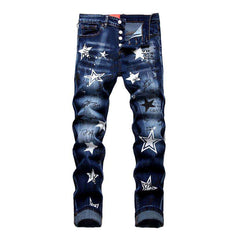 Graffiti star print men jeans