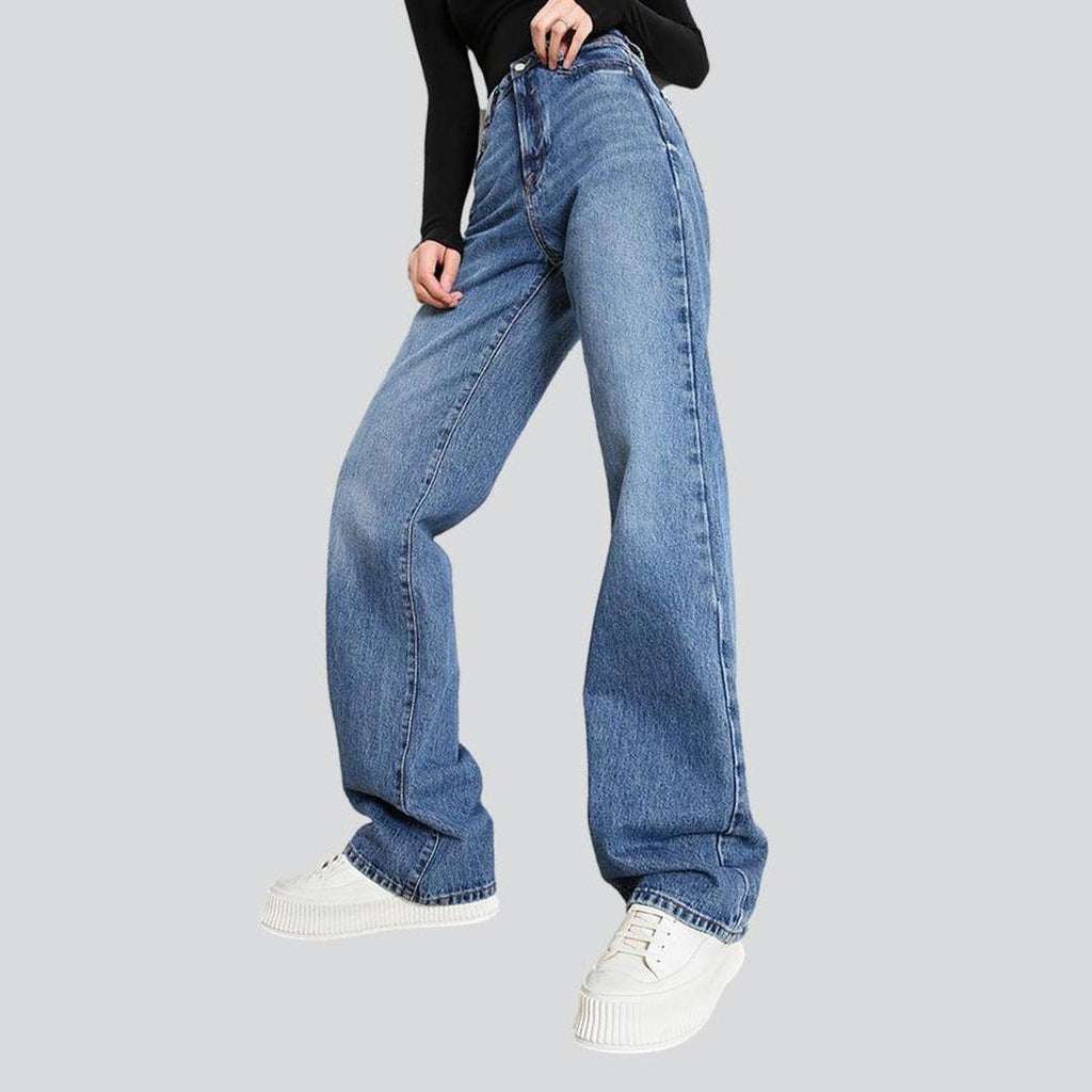 High-waisted straight women jeans
