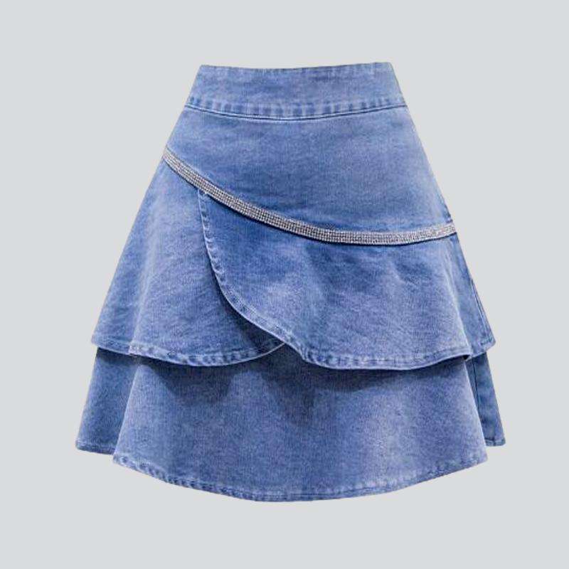 Frills denim skort for women