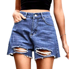 Shorts vaqueros desgastados con lavado medio