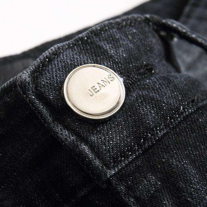 Blaue Patch-Bikerjeans für Herren