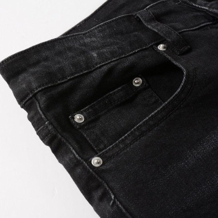 Rote Sterne Stickerei Herren Jeans