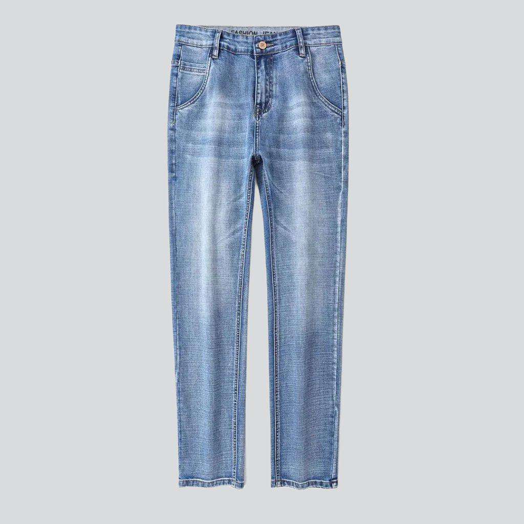 Diagonal pocket men slim jeans