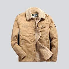 Sherpa color men denim jacket