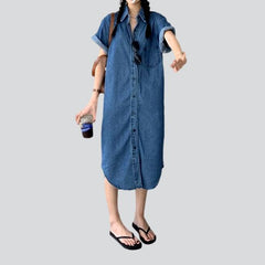 Shirt like long jean dress