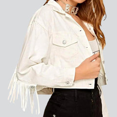 Short fringe women denim jacket