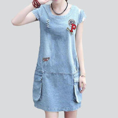 Short jeans dress with pockets