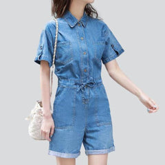 Short sleeve denim overall shorts