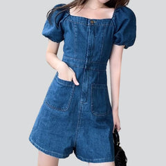 Short sleeve jean overall shorts