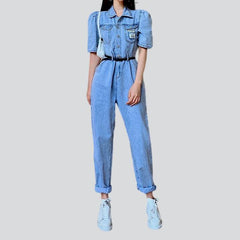 Short sleeve light denim overall