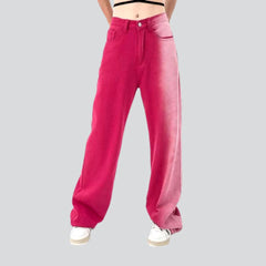 Side dip-dye pink women jeans