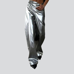Silver high-waist jean pants