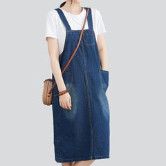 Simple sleeveless women denim dress