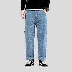 Herren Baggy Jeans mit Skateboard-Stickerei