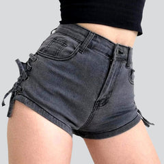 Skinny shorts with side drawstrings