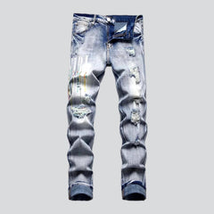 Skinny stretch distressed men jeans