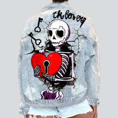 Skull print women jean jacket