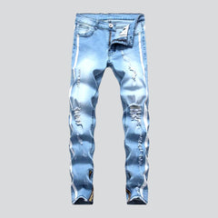 Sky blue distressed men jeans