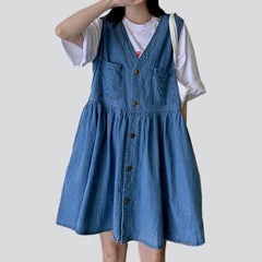 Sleeveless flare denim dress