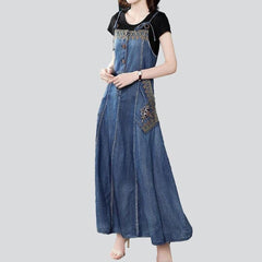 Sleeveless flare women denim dress