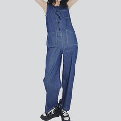 Sleeveless loose women denim overall