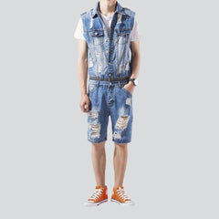 Sleeveless overall shorts for men