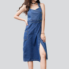 Sleeveless slit denim dress