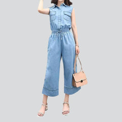 Sleeveless wide women denim overall