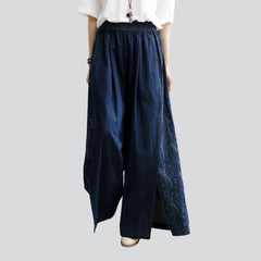 Slit hem culottes denim pants