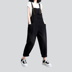 Small chest pocket denim jumpsuit