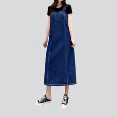 Spaghetti straps long denim dress