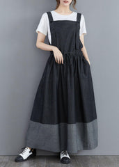 Splicing Denim Long back Dress