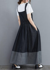 Splicing Denim Long back Dress