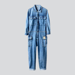 Stonewashed men denim overall