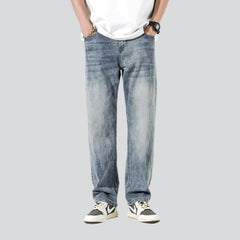 Stonewashed men mid-waist jeans