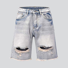 Straight distressed men denim shorts